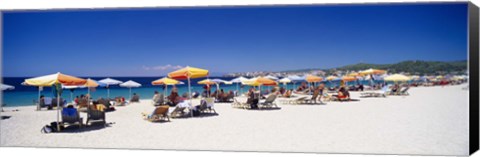 Framed Tourists on the beach, Porto Carras, Sithonia, Chalkidiki, Greece Print