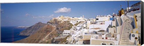 Framed City on a cliff, Santorini, Cyclades Islands, Greece Print