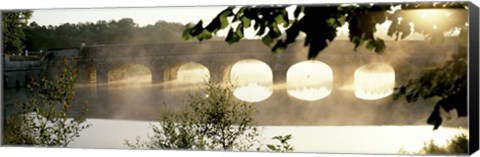 Framed Stone Bridge In Fog, Loire Valley, France Print