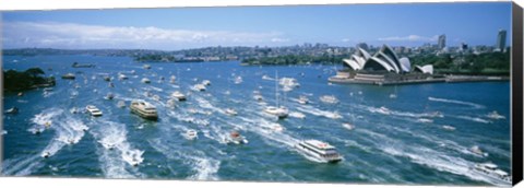 Framed Pleasure Boats, Sydney Harbor, Australia Print