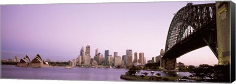 Framed Sydney Harbor Bridge with Purple Sky, Sydney, Australia Print