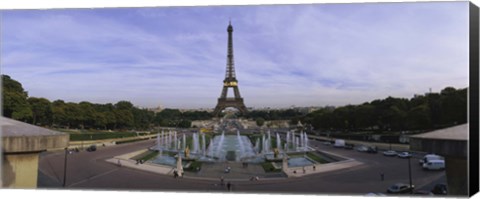 Framed Fountain in front of a tower, Eiffel Tower, Paris, France Print