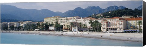 Framed Hotels On The Beach, Menton, France Print