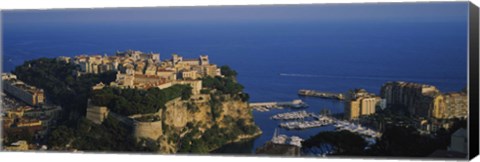 Framed High Angle View Of A City At The Waterfront, Monte Carlo, Monaco Print