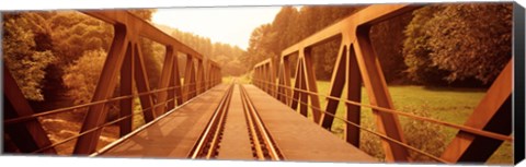 Framed Railroad Tracks and Bridge Germany Print