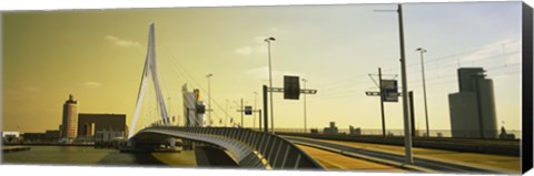 Framed Bridge across the river, Erasmus Bridge, Rotterdam, Netherlands Print