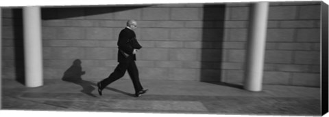 Framed Side Profile Of A Businessman Running With A Briefcase, Germany Print