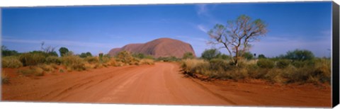 Framed Desert Road And Ayers Rock, Australia Print