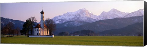 Framed St Coloman Church and Alps Schwangau Bavaria Germany Print