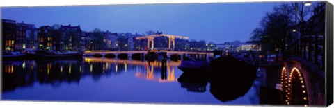 Framed Bridge at night, Amsterdam Netherlands Print