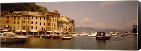 Framed Boats in a canal, Portofino, Italy Print