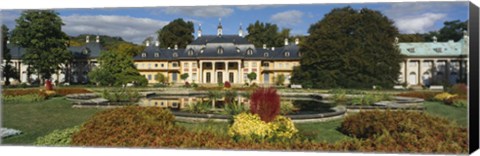 Framed Formal garden in front of a castle, Pillnitz Castle, Dresden, Germany Print