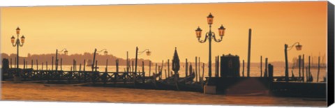 Framed Venice, Italy Pier with Orange Sky Print