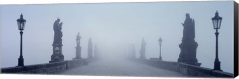 Framed Charles Bridge in Fog Prague Czech Republic Print