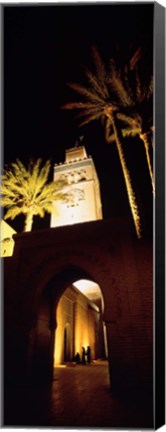 Framed Low angle view of a mosque lit up at night, Koutoubia Mosque, Marrakesh, Morocco Print