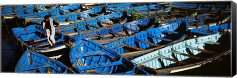 Framed High angle view of boats docked at a port, Essaouira, Morocco Print