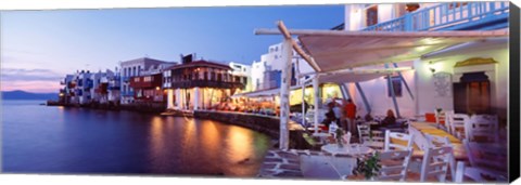 Framed Waterfront View of Mykonos, Greece Print