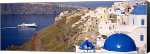 Framed Buildings in a valley, Santorini, Cyclades Islands, Greece Print