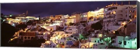 Framed Town at night, Santorini, Greece Print