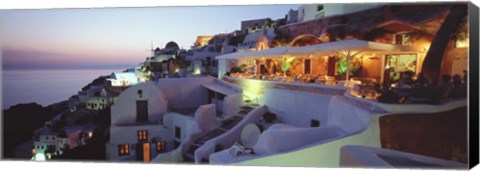 Framed Terrace overlooking the Caldera, Santorini, Greece Print