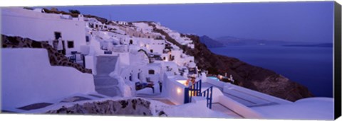 Framed Buildings in a city at dusk, Santorini, Cyclades Islands, Greece Print