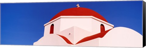 Framed Church with red dome, Mykonos, Cyclades Islands, Greece Print