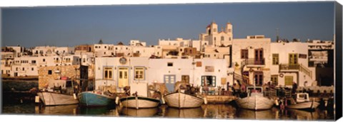 Framed Boats at the waterfront, Paros, Cyclades Islands, Greece Print