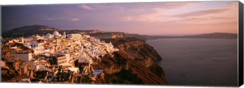 Framed Aerial view of town, Santorini, Greece Print