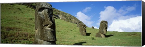 Framed Stone Heads, Easter Islands, Chile Print