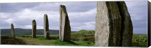 Framed Ring Of Brodgar with view of the hills, Orkney Islands, Scotland, United Kingdom Print