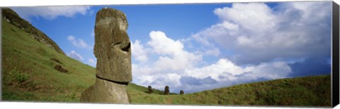 Framed Stone Heads with Clouds, Easter Islands, Chile Print