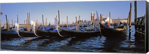 Framed View of gondolas, Venice, Italy Print