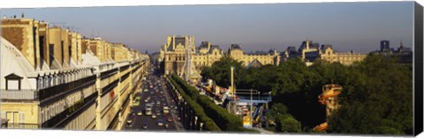 Framed High angle view of vehicles on the road, Musee du Louvre, Royal Street, Paris, France Print