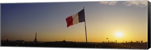 Framed French flag waving in the wind, Paris, France Print