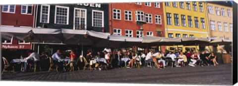 Framed Tourists In A Road Side Restaurant, Nyhavn, Copenhagen, Denmark Print