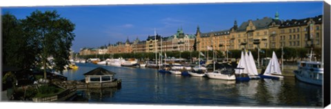 Framed Boats In A River, Stockholm, Sweden Print