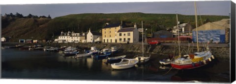 Framed Boats Moored At The Dock, Stonehaven, Scotland, United Kingdom Print