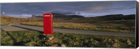 Framed Telephone Booth In A Landscape, Isle Of Skye, Highlands, Scotland, United Kingdom Print