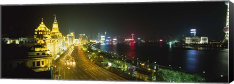 Framed Buildings Lit Up At Night, The Bund, Shanghai, China Print