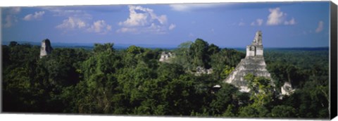 Framed High Angle View Of An Old Temple, Tikal, Guatemala Print