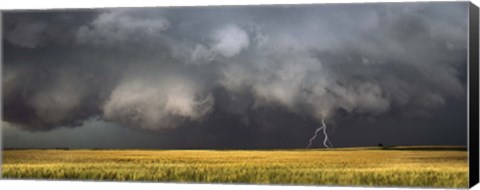 Framed Thunderstorm advancing over a field Print