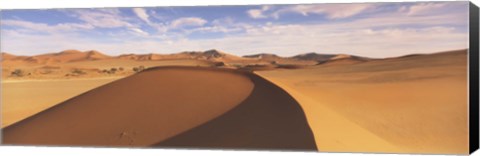 Framed Sand dunes in an arid landscape, Namib Desert, Sossusvlei, Namibia Print