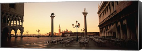 Framed Low angle view of sculptures in front of a building, St. Mark&#39;s Square, Venice, Italy Print