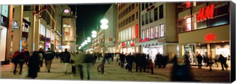 Framed Buildings in a city lit up at night, Munich, Germany Print