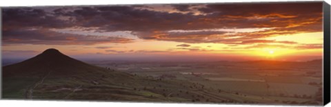 Framed Silhouette Of A Hill At Sunset, Roseberry Topping, North Yorkshire, Cleveland, England, United Kingdom Print