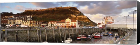 Framed Speed Boats At A Commercial Dock, Scarborough, North Yorkshire, England, United Kingdom Print