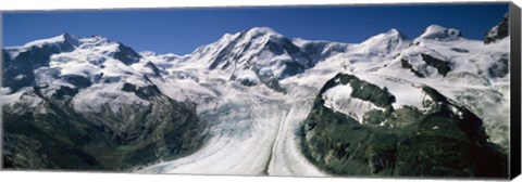 Framed Snow Covered Mountain Range and Glacier, Matterhorn, Switzerland Print