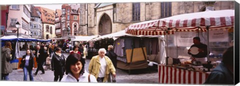 Framed Large Group Of People Walking On The Street, Baden-Wurttemberg, Tuebingen, Germany Print