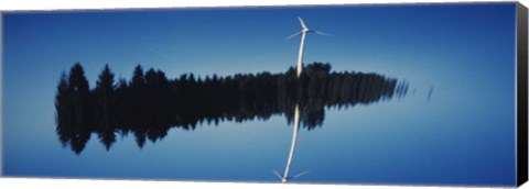 Framed Reflection Of A Wind Turbine And Trees On Water, Black Forest, Germany Print