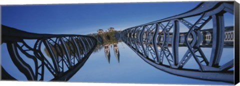 Framed Low Angle View Of A Bridge, Blue Bridge, Freiburg, Germany Print